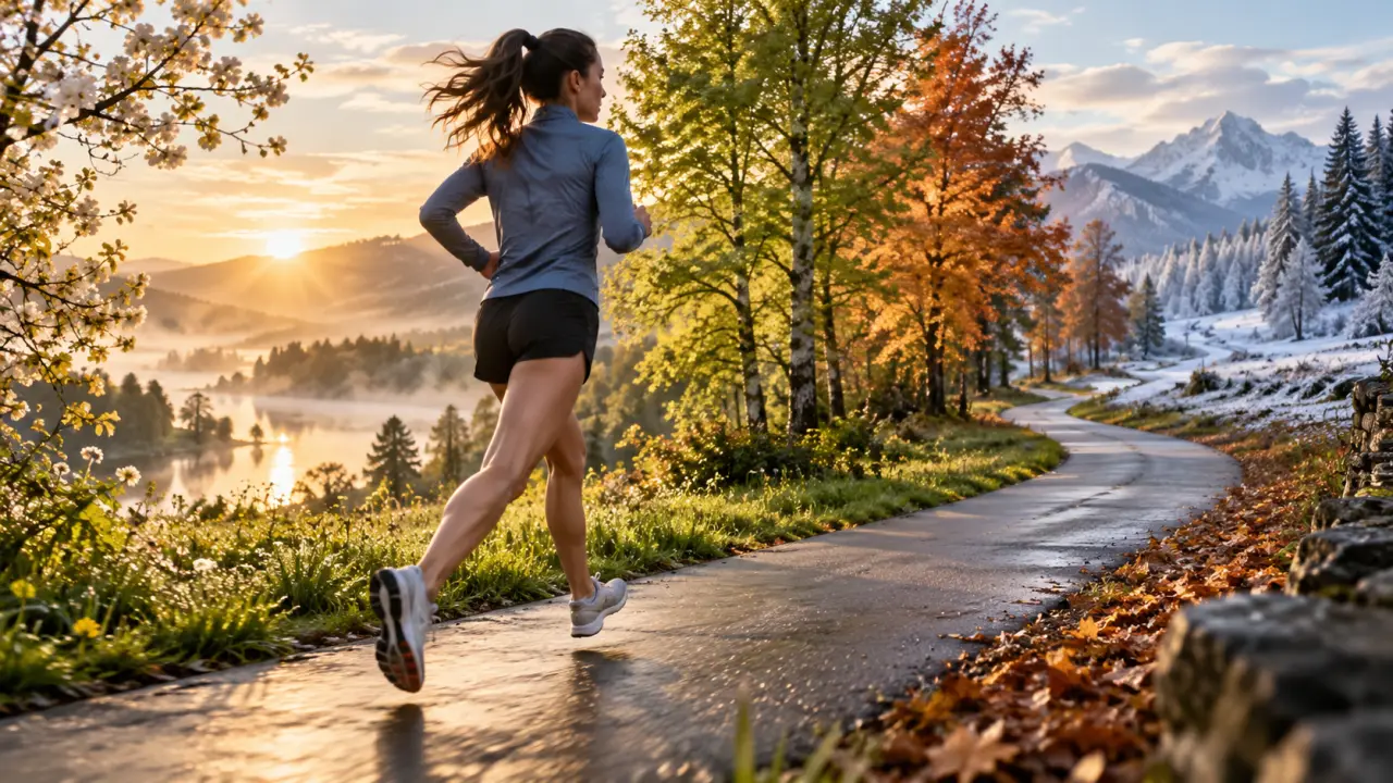 Coureur s'entraînant en extérieur sur un parcours urbain, avec une attention portée à sa foulée