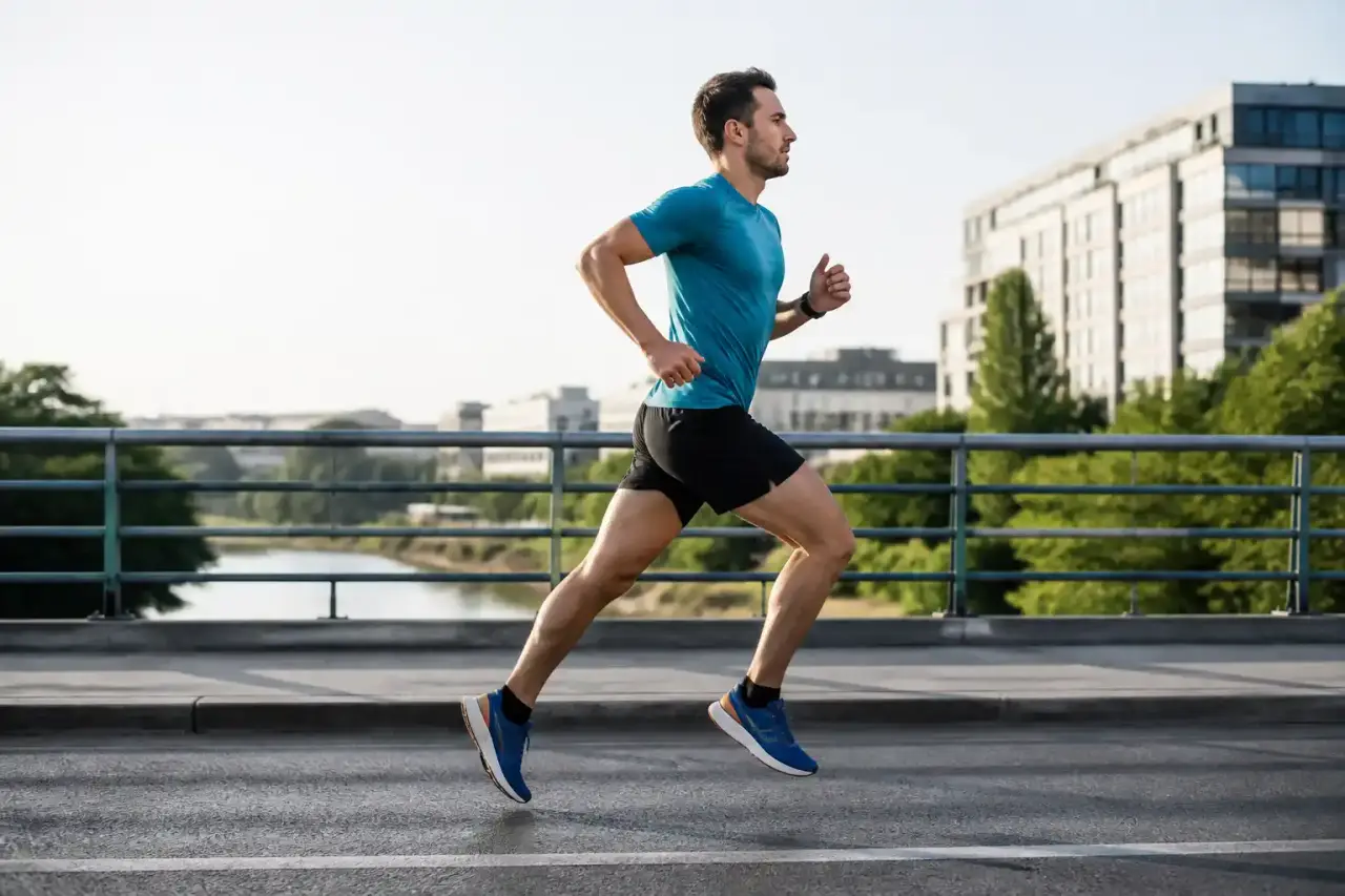 Coureur analysant sa foulée avec des données de performance en temps réel