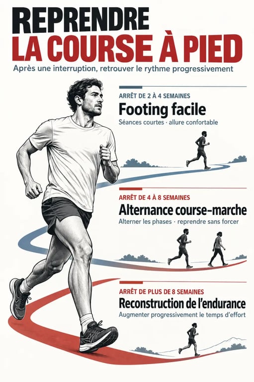 Infographie sur la reprise de la course à pied selon la durée de l’arrêt