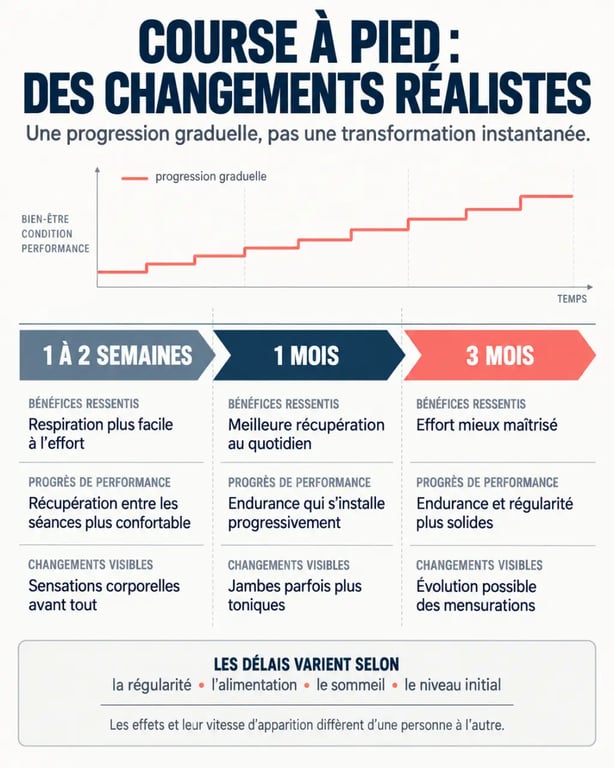 Effet course à pied silhouette : évolution des résultats après deux semaines, un mois et trois mois