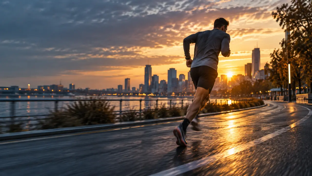 Coureur analysant sa foulée pendant une sortie de course à pied