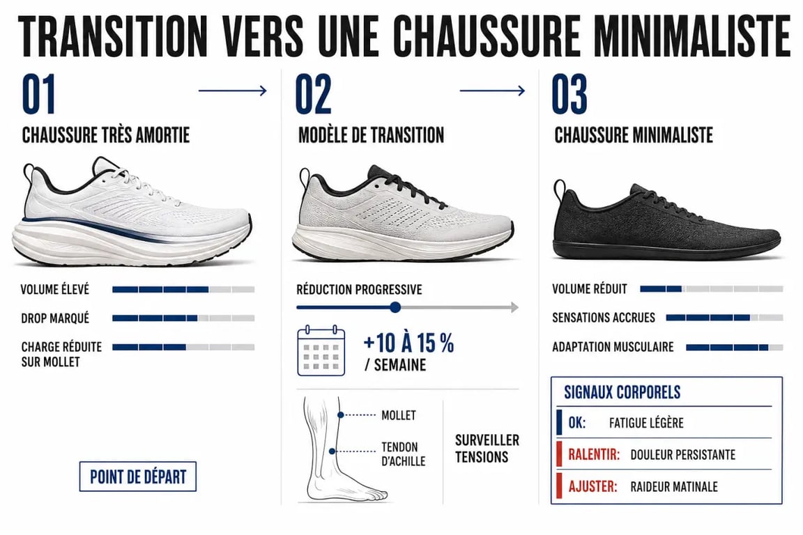 Chaussure course minimaliste : progression en trois étapes pour réussir la transition