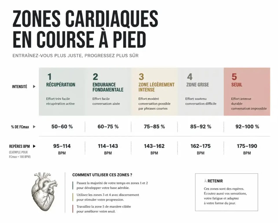 Tableau endurance fondamentale des zones cardiaques en course à pied