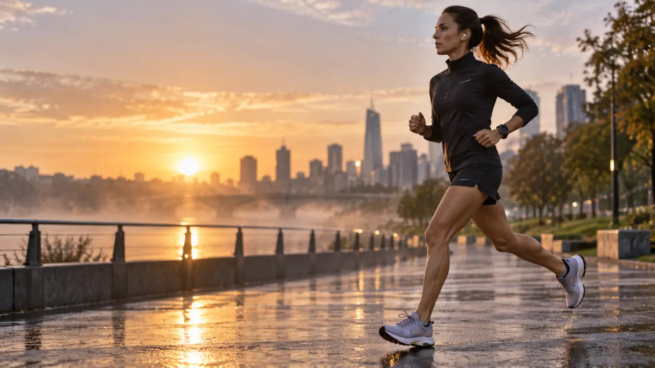 Coureur travaillant sa foulée pendant une séance de 10 kilomètres en milieu urbain